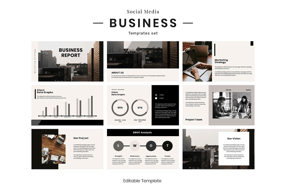 Business marketing plan vector editable templates