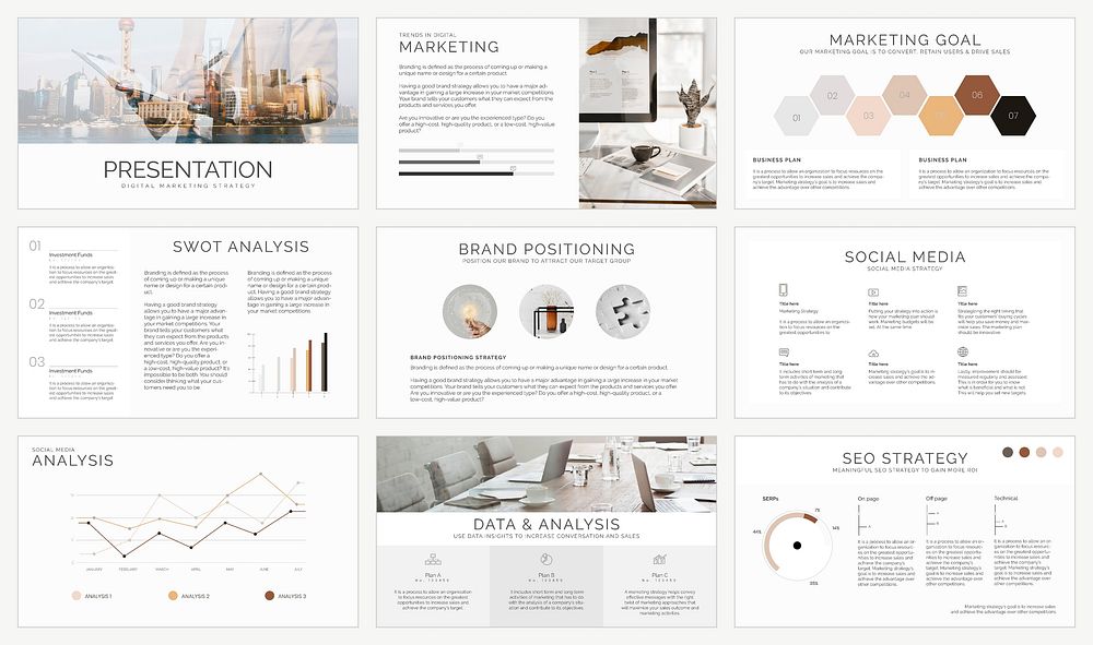 Business presentation template vector set