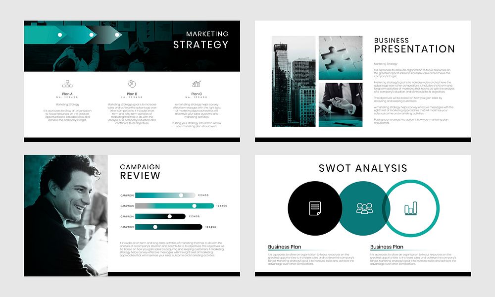 Business strategy vector presentation editable template