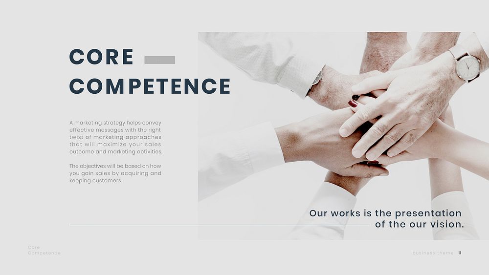 Business core competence vector presentation editable template