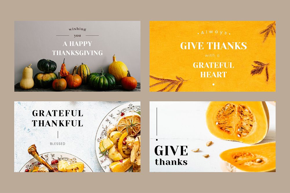 Thanksgiving vector editable banner template set