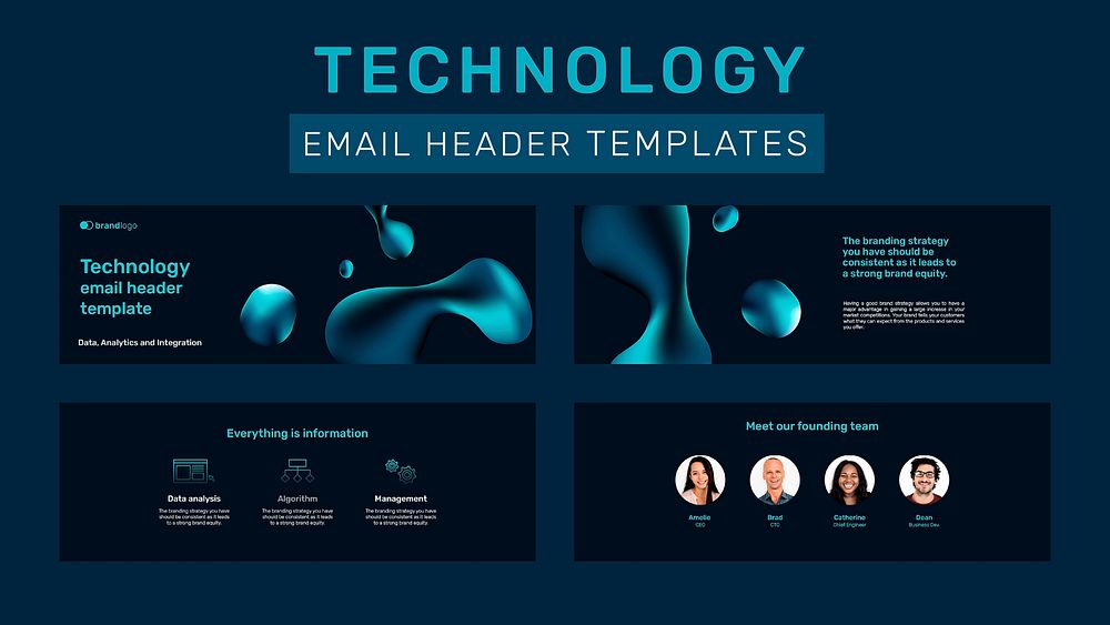Technology email header template vector collection