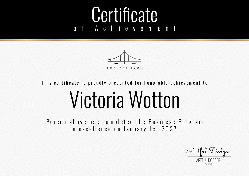 Professional award certificate template vector in classy design