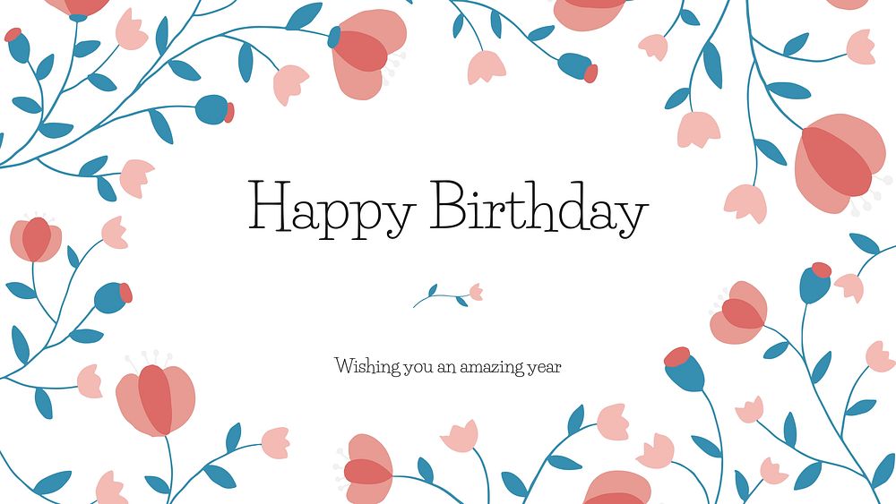 Floral birthday greeting template vector