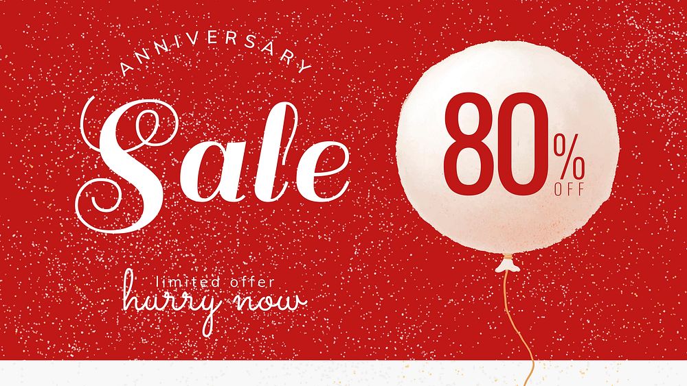 Anniversary sale template vector with 80% off for social media post