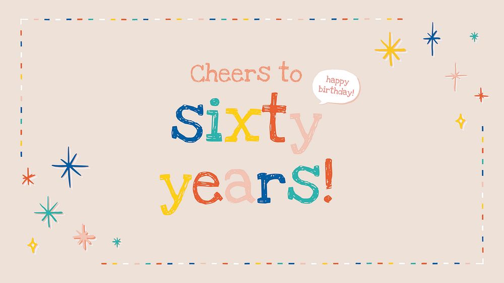 Elderly's birthday greeting template vector with cheers to sixty years text