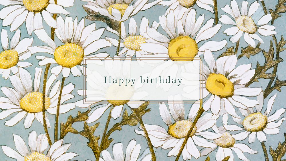 Floral birthday greeting template vector with daisy illustration