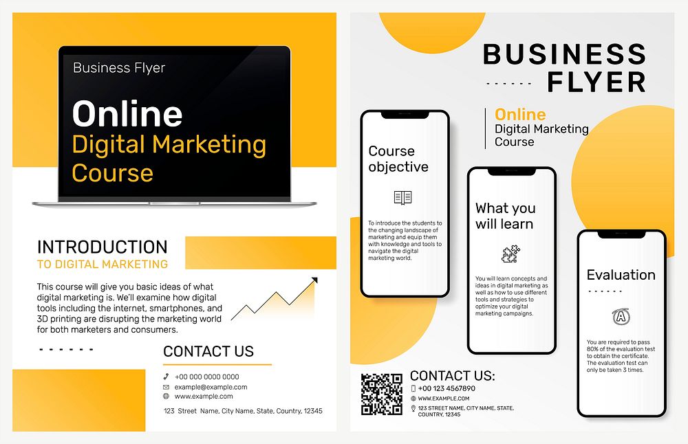 Business flyer template vector for online digital marketing course