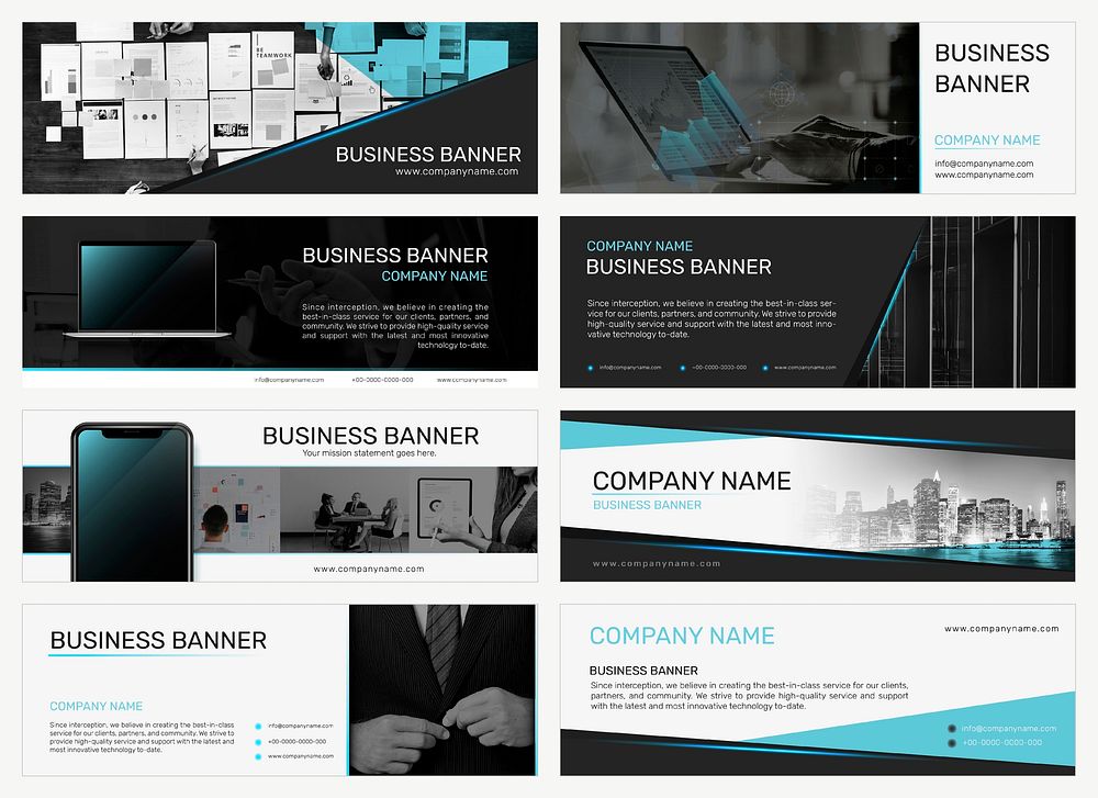 Company email header template vector for business set