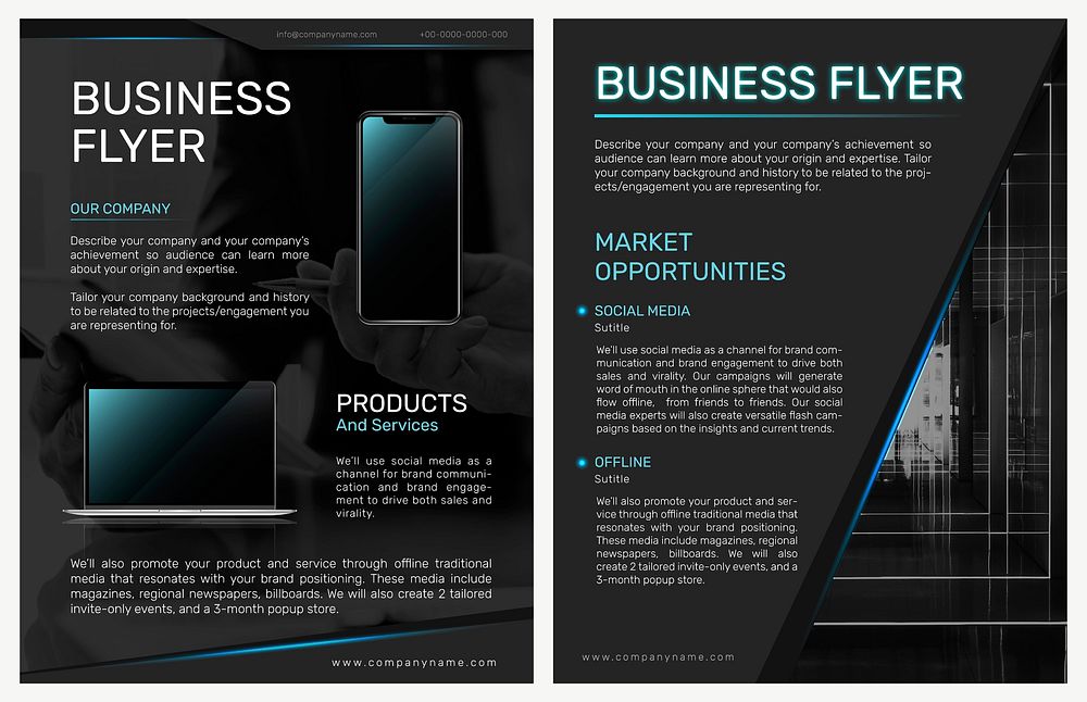 Foldable business flyer template vector in modern design