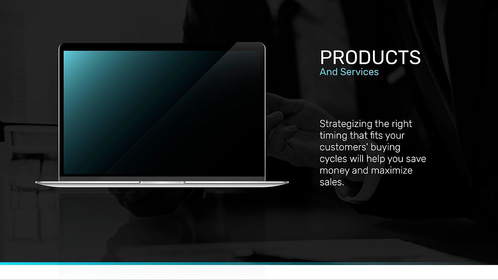 Business plan presentation template psd products and services page