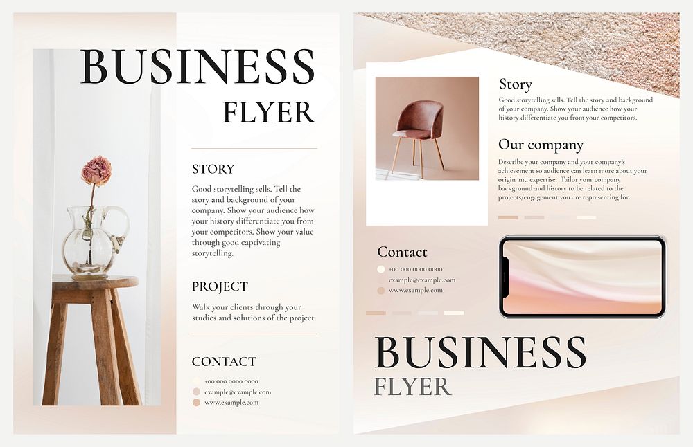 Editable business flyer template vector in feminine style design