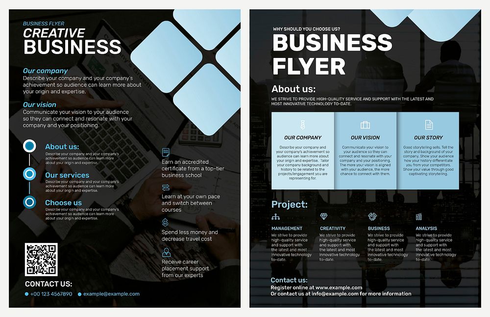 Black business flyer template vector in modern design