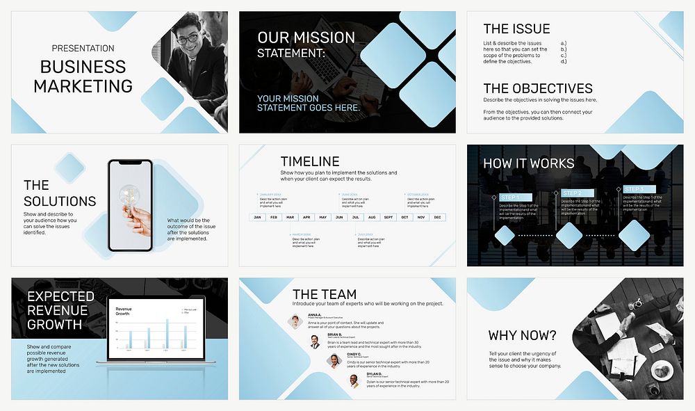 Editable business presentations vector compatible with AI