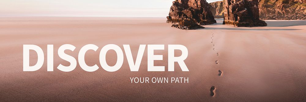 Discover template vector for beach email header with editable text
