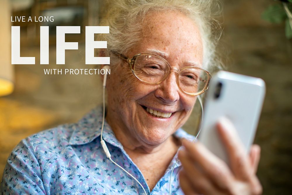Long life insurance template vector for elderlies ad banner