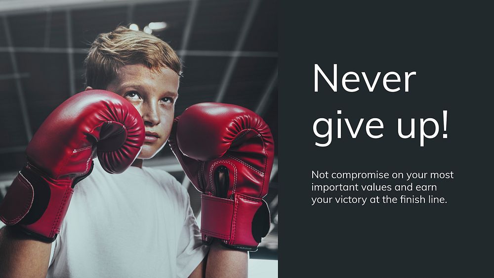Boxing sports template vector motivational quote presentation