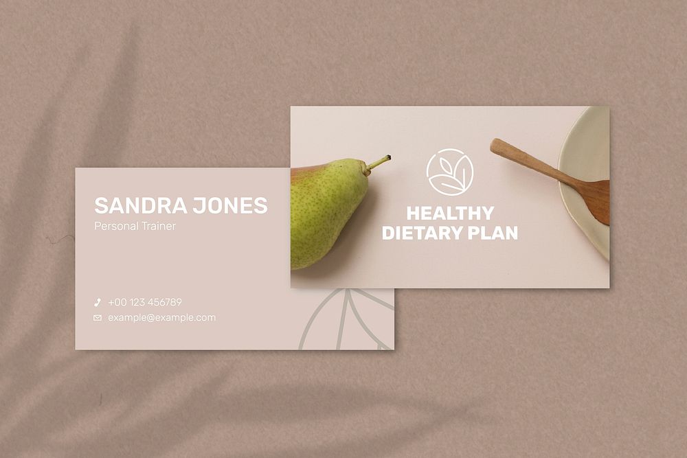 Nutritionist business card template vector in front and rear view