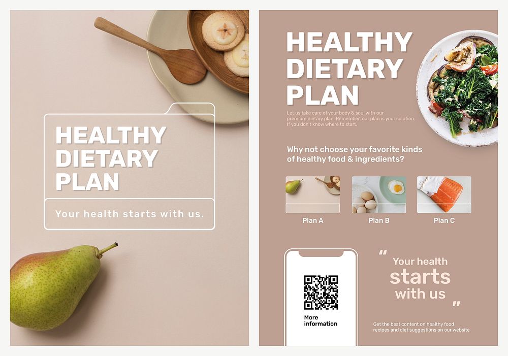 Dietary plan poster template vector set