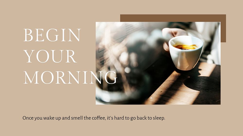 Morning coffee presentation template psd minimal style begin your morning