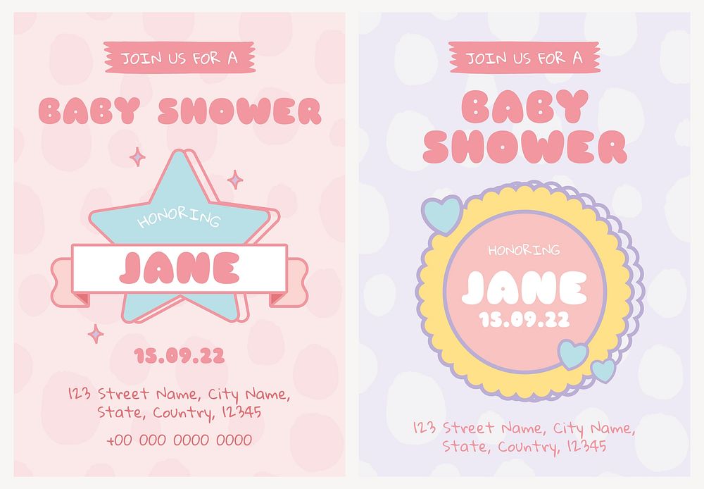 Invitation card template for baby shower