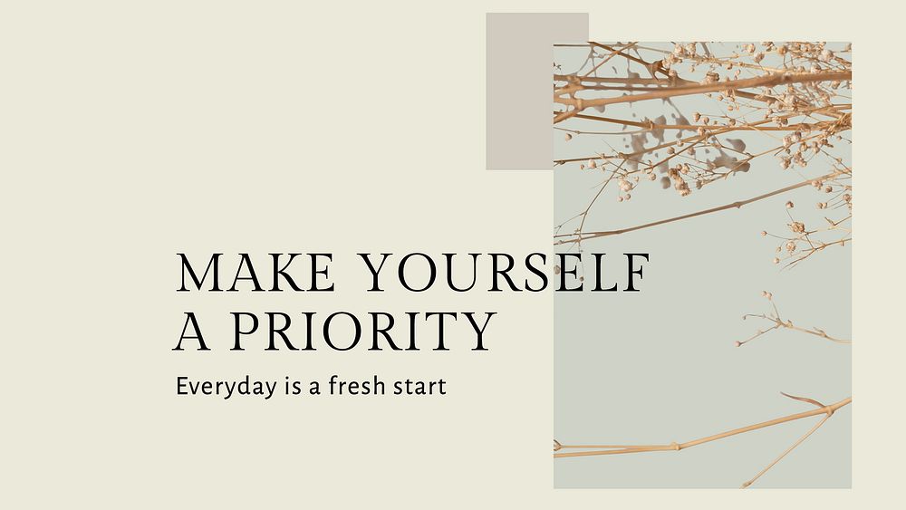 Self love quote template psd for presentation make yourself a priority
