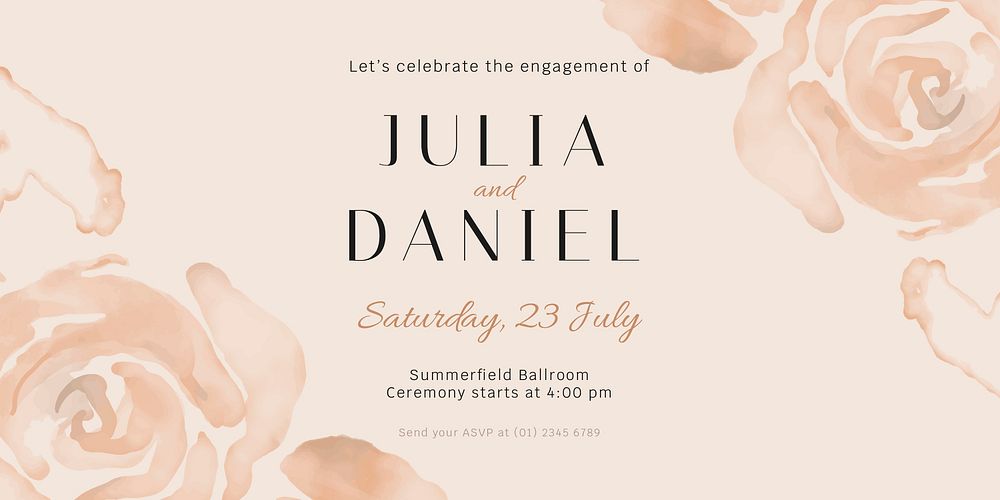 Wedding invitation Twitter post template, watercolor aesthetic vector