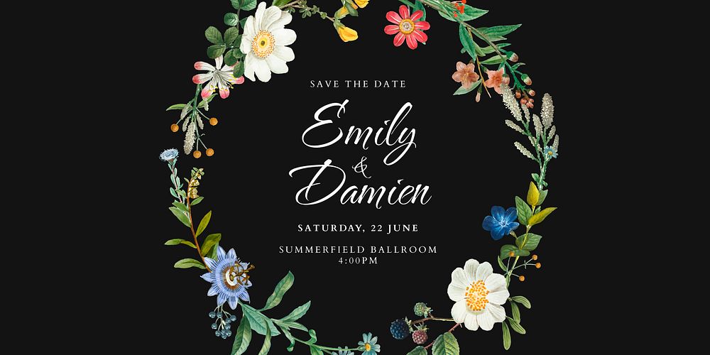 Wedding invitation Twitter post template vector