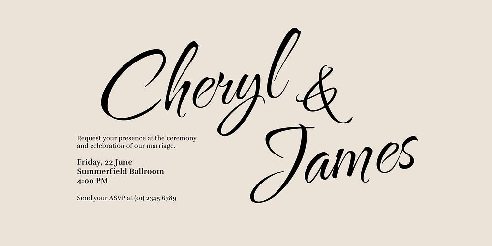 Wedding celebration Twitter post template, beige simple design vector