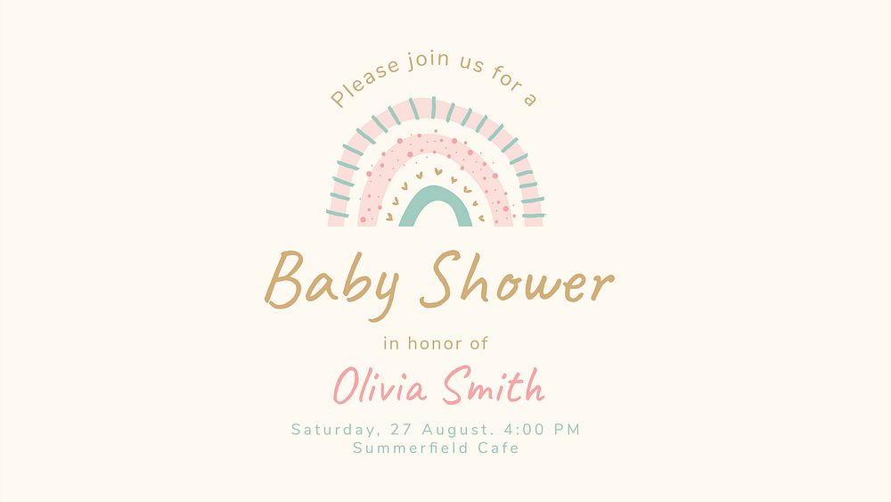 Baby shower presentation template, cute pastel design vector