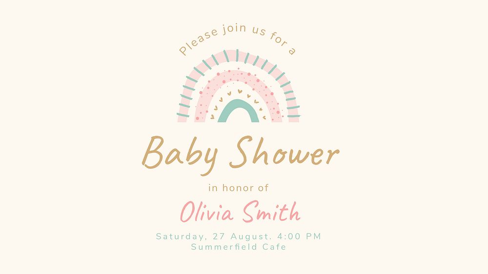Baby shower presentation template, cute pastel design psd
