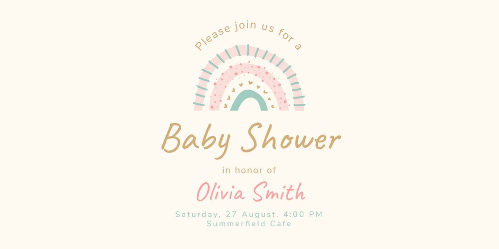 Baby shower Twitter ad template, cute pastel design vector