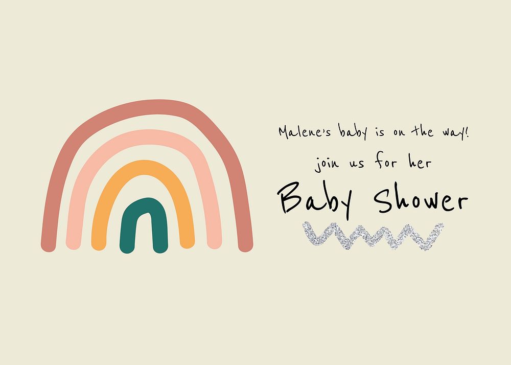 Rainbow baby shower template, pastel invitation card vector