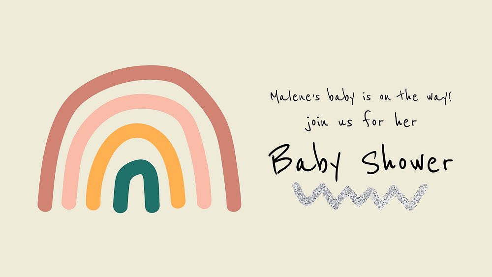 Rainbow baby shower template, pastel presentation slide vector