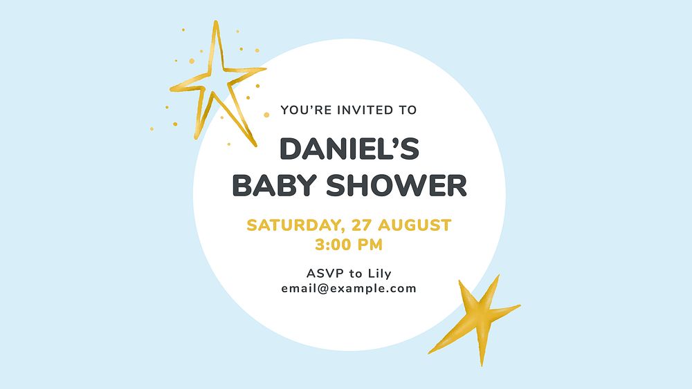 Blue baby shower template, cute pastel presentation slide vector