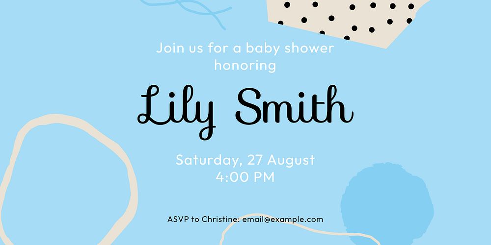 Blue memphis baby shower template, cute Twitter ad vector