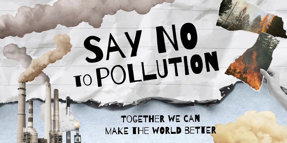 Stop pollution Twitter post template, editable design vector
