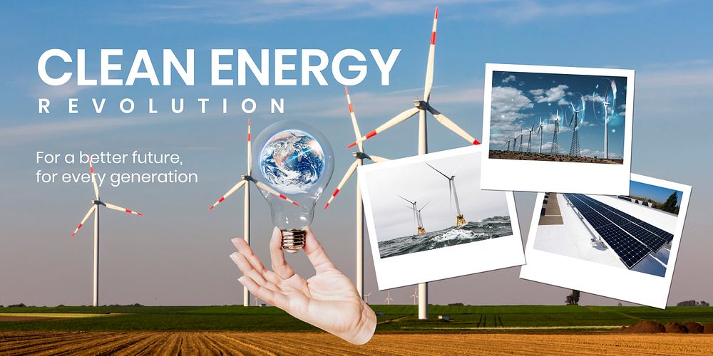 Clean energy Twitter ad template, editable design vector