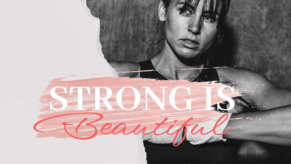 Strong is beautiful banner template, sports aesthetic design vector