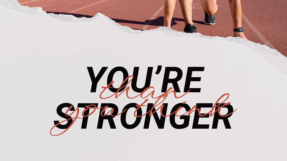 You're stronger blog banner template, inspirational sports quote vector