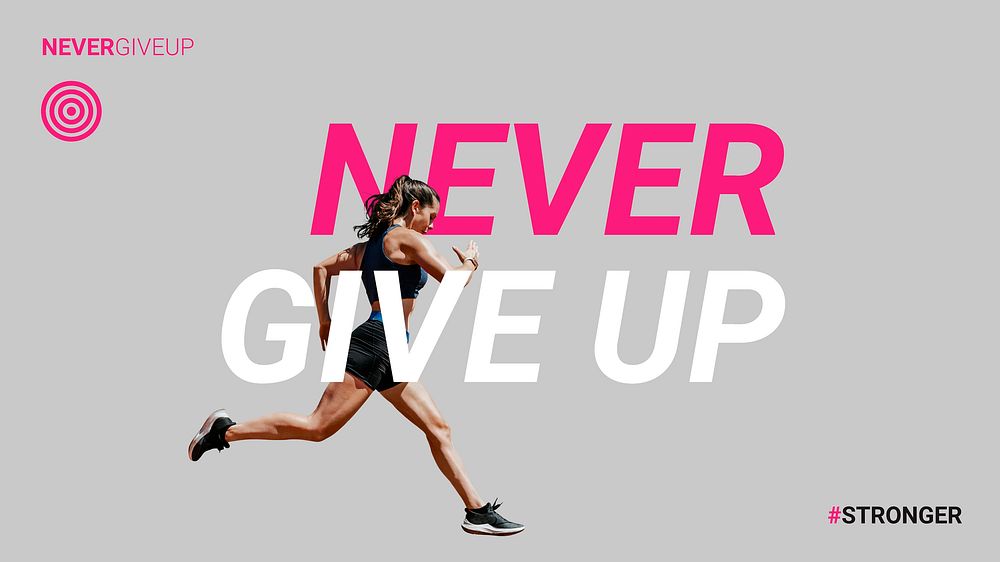 Never give up banner template, sports aesthetic vector