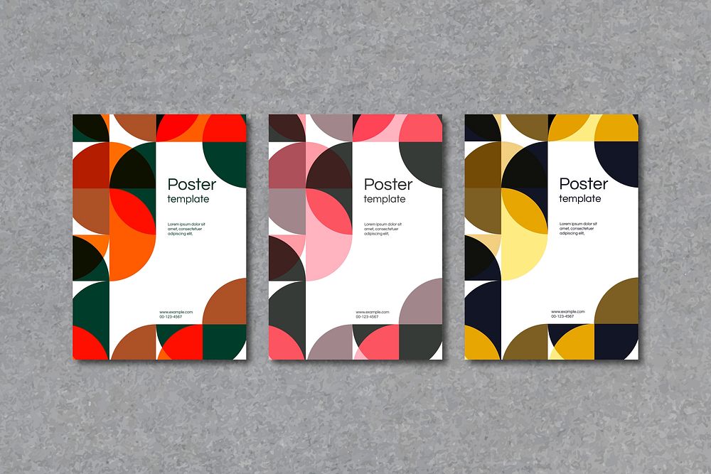 Colorful geometric patterned poster template vector set