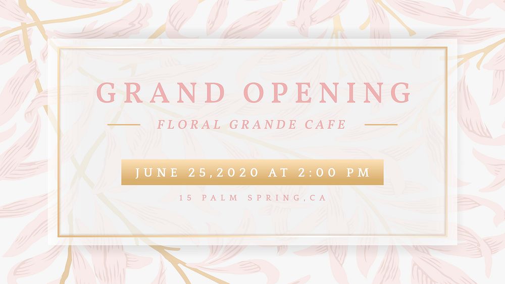 Pink floral grand opening banner vector