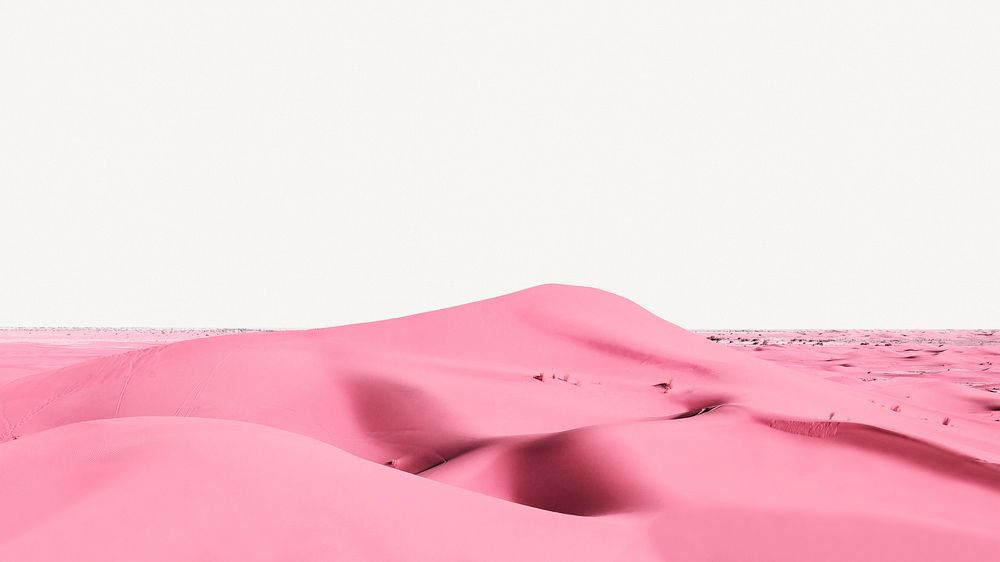 Aesthetic pink desert desktop wallpaper, off-white border background psd