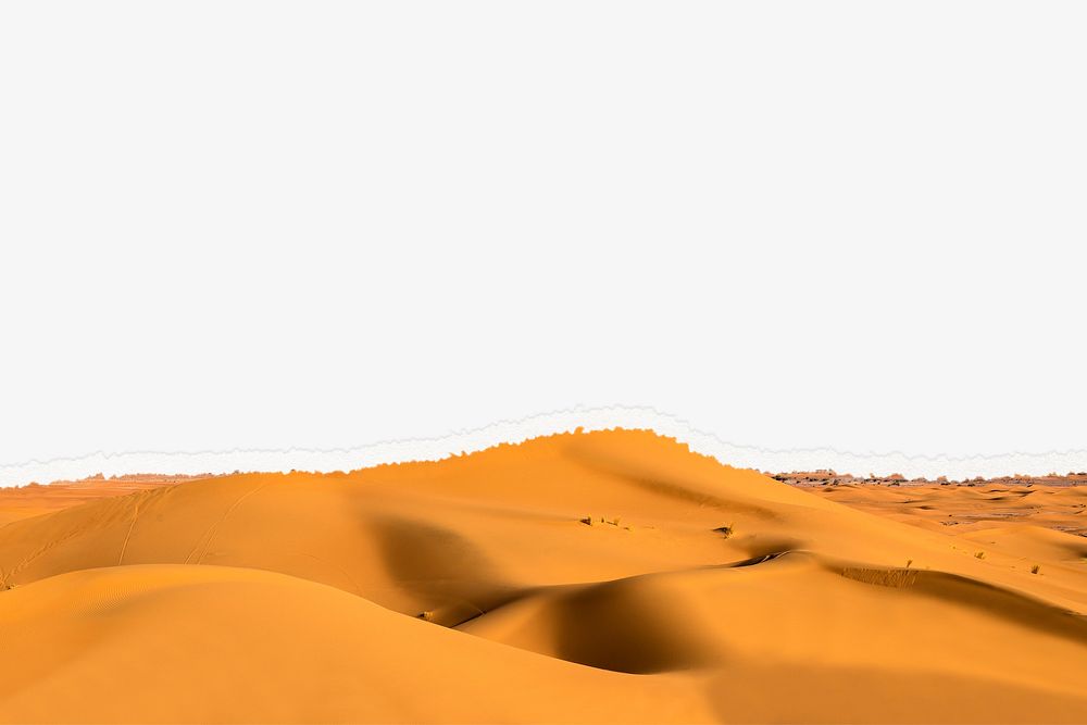 Aesthetic orange desert background, ripped paper border
