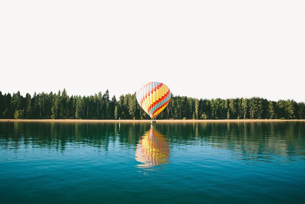 Hot air balloon background, nature border design