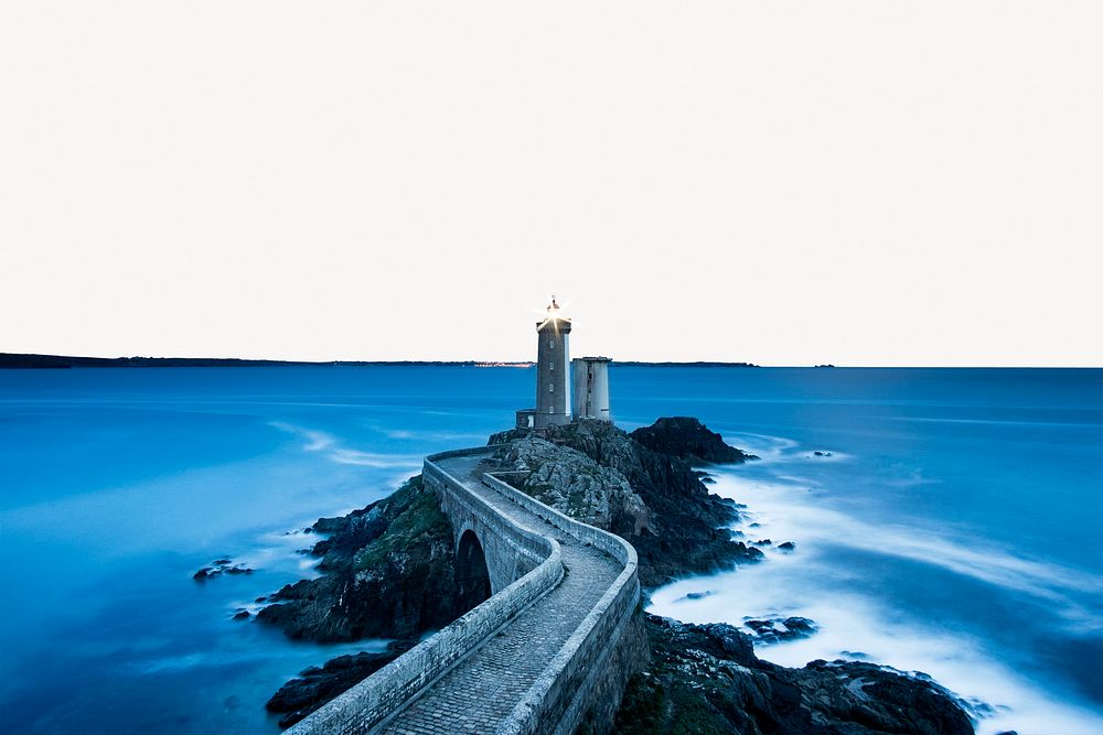 Lighthouse border background, sea view, off white design