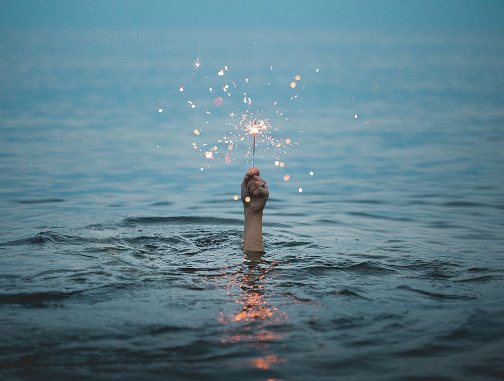 Drowning with sparklers. Original public domain image from Wikimedia Commons