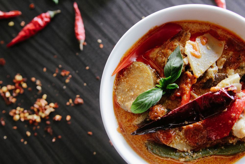 Red curry. Original public domain image from Wikimedia Commons