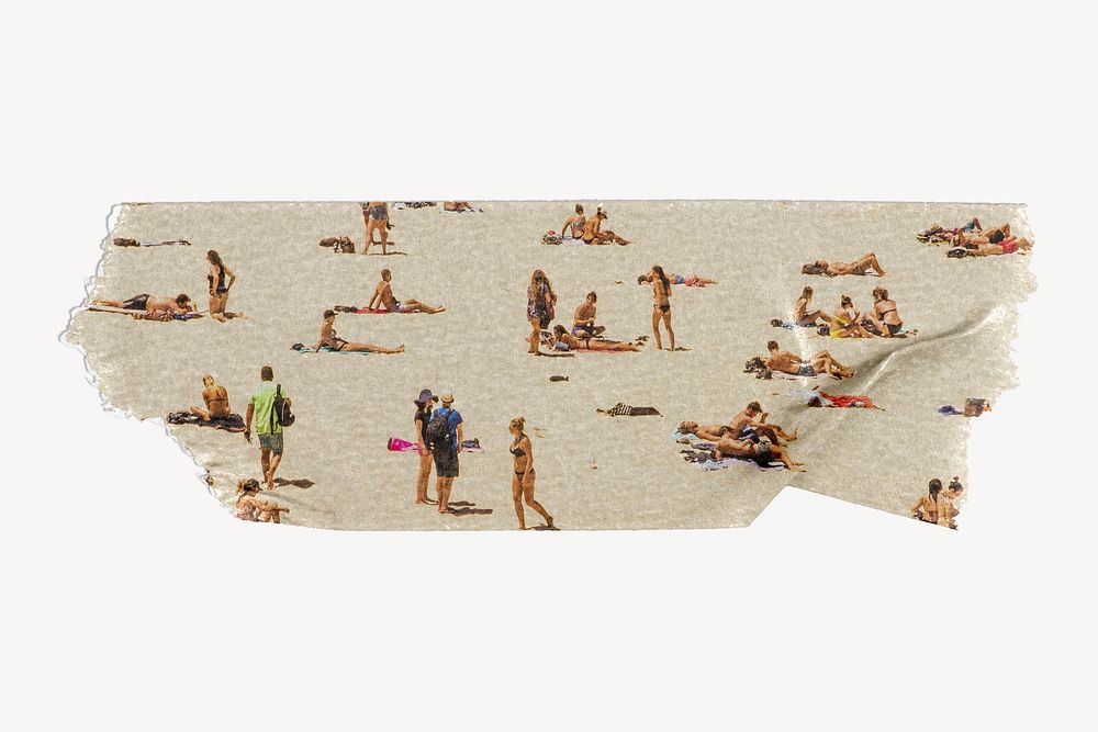People at the beach, ripped washi tape, Summer image